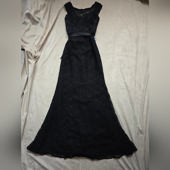 Morilee By Madeline Gardner Black Sleeveless Lace Formal Dress Small Flaw 6 - Picture 2 of 14